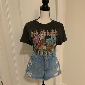 Distressed High Waisted Jean Shorts